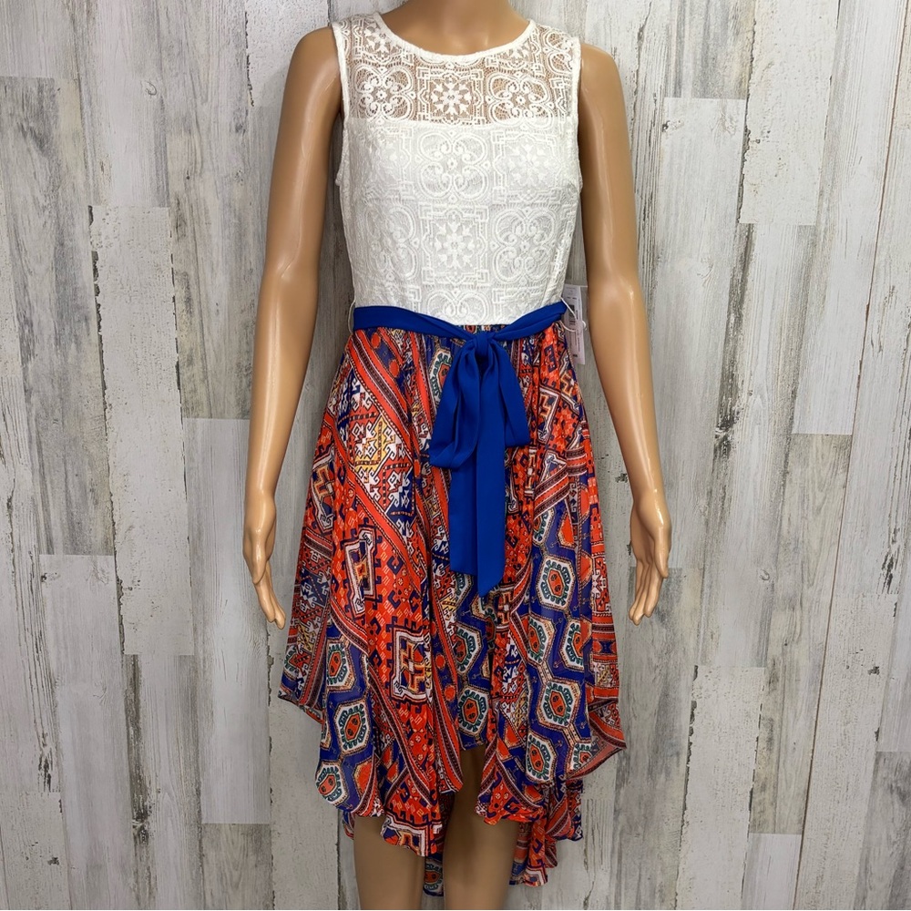 Bisou Bisou Lace Top High Low Hem Dress